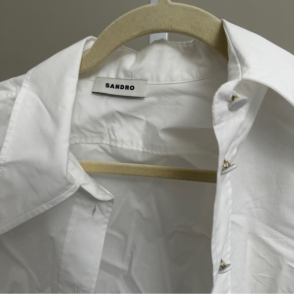 SANDRO
pointed-collar cropped cotton shirt size 1 NWT - Picture 3 of 6